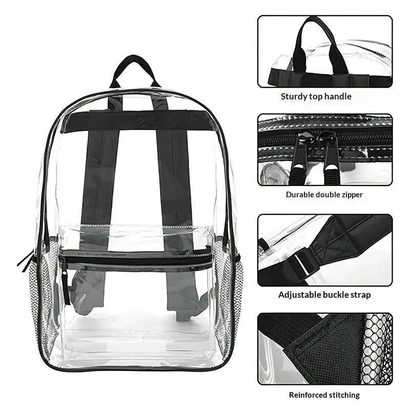 Clear PVC Stadium Backpack | Waterproof Dual Zipper 20–35L