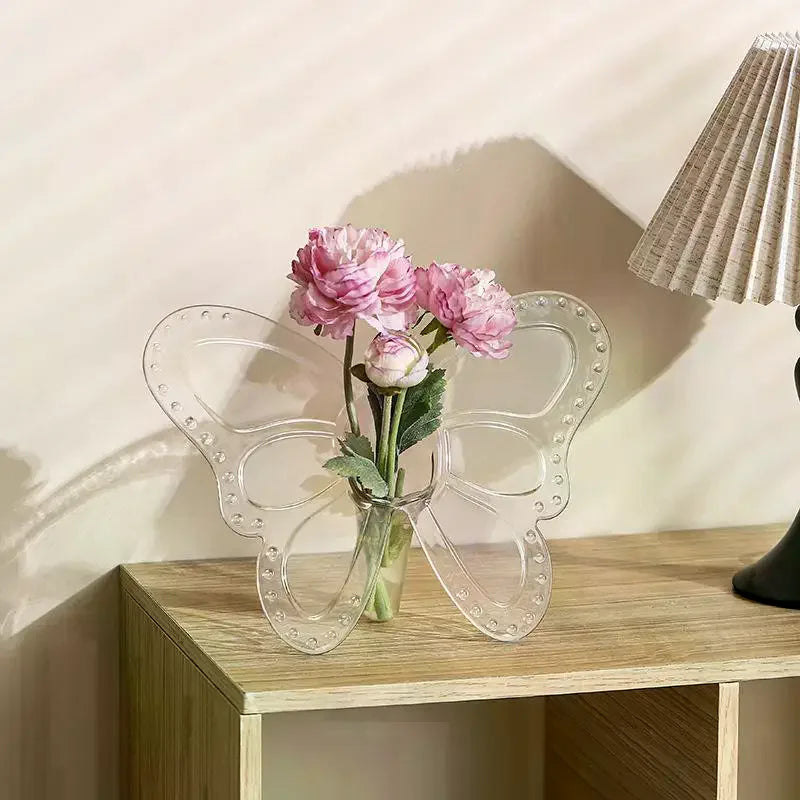 Butterfly Acrylic Flower Vase | 3D Transparent Home Décor