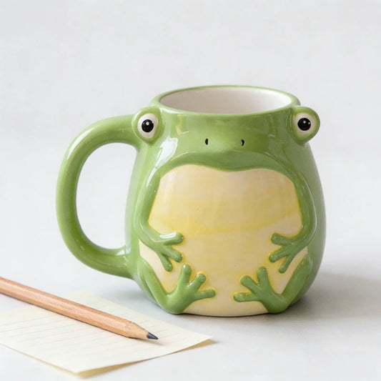 3D Ceramic Frog Mug Cute Hand Painted Animal Coffee Cups Creative Cartoon Drinkware for Home Office Fashion Retro Friend Family Peaceful Pleasures Health and Wellness