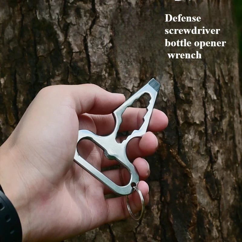 EDC Stainless Steel Multitool Keychain | Bottle Opener & Spike EDC Multitool Keychain Peaceful Pleasures Health and Wellness