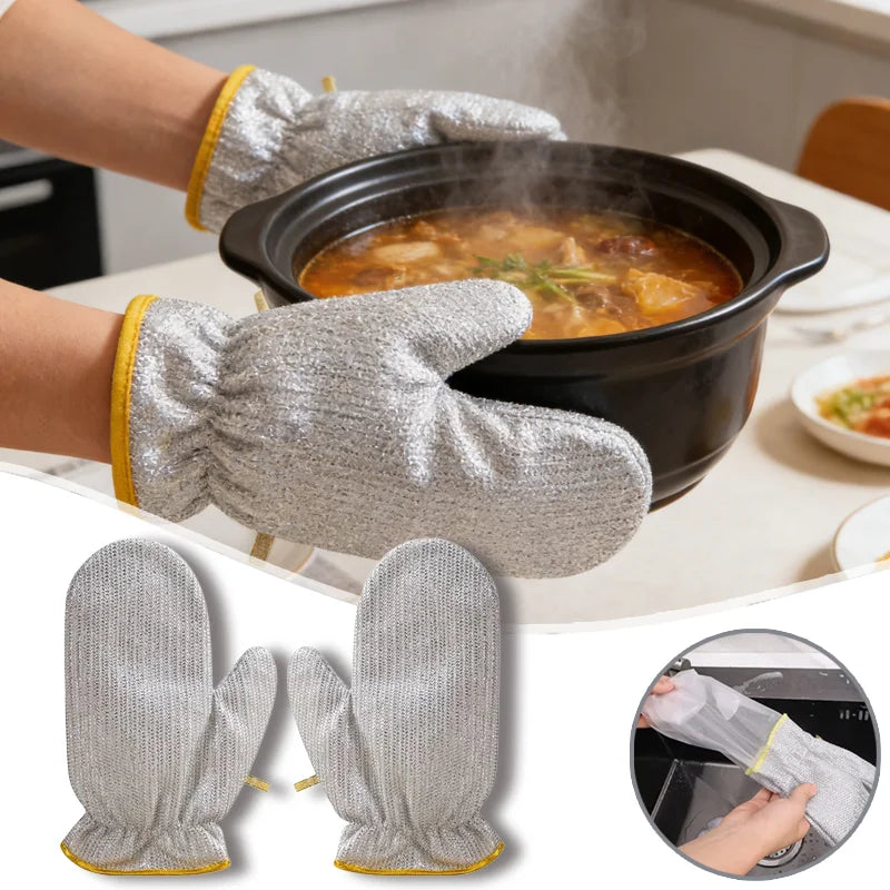 Silver Wire Dishwashing Gloves – Reusable Kitchen Scrubbers