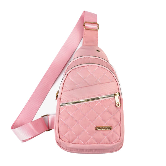 Adjustable Quilted Sling Backpack Outdoor Travel Bag For Men Women Casual Crossbody Small Sling Backpack Sling Bags Peaceful Pleasures Health and Wellness Pink United States