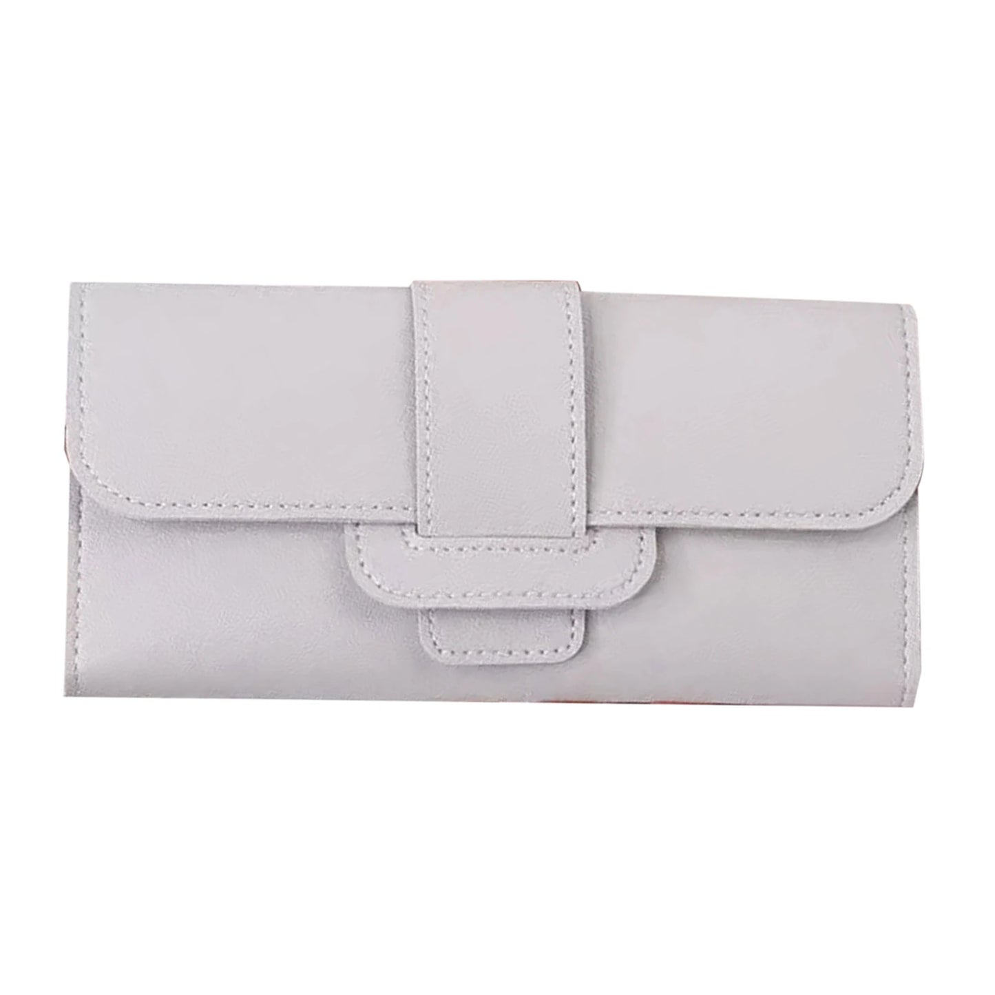Ultra Slim Thin Leather Wallet Water Resistant Change Pouch Leather Clutch Wallet for Business Female Ladies Peaceful Pleasures Health and Wellness GRAY