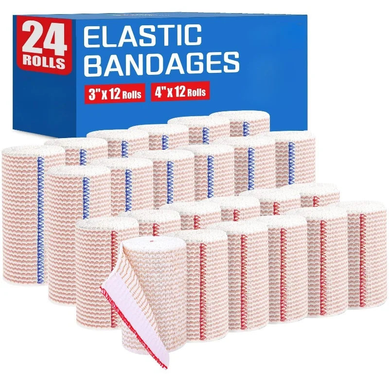 24 Rolls Self-Closure Elastic Bandage Wrap with Touch Closure, Latex-Free Compression Wrap for Legs Ankle Knee Wrist Arm Tummy Peaceful Pleasures Health and Wellness 1.96 in 24 Rolls