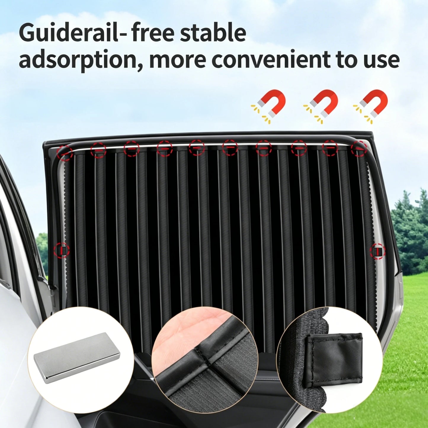 1/2Pcs Magnetic Car Side Window Sun Shade Curtains Privacy Design Sun Protection Sunshade Anti-Glare UV-Blocking Curtain Peaceful Pleasures Health and Wellness
