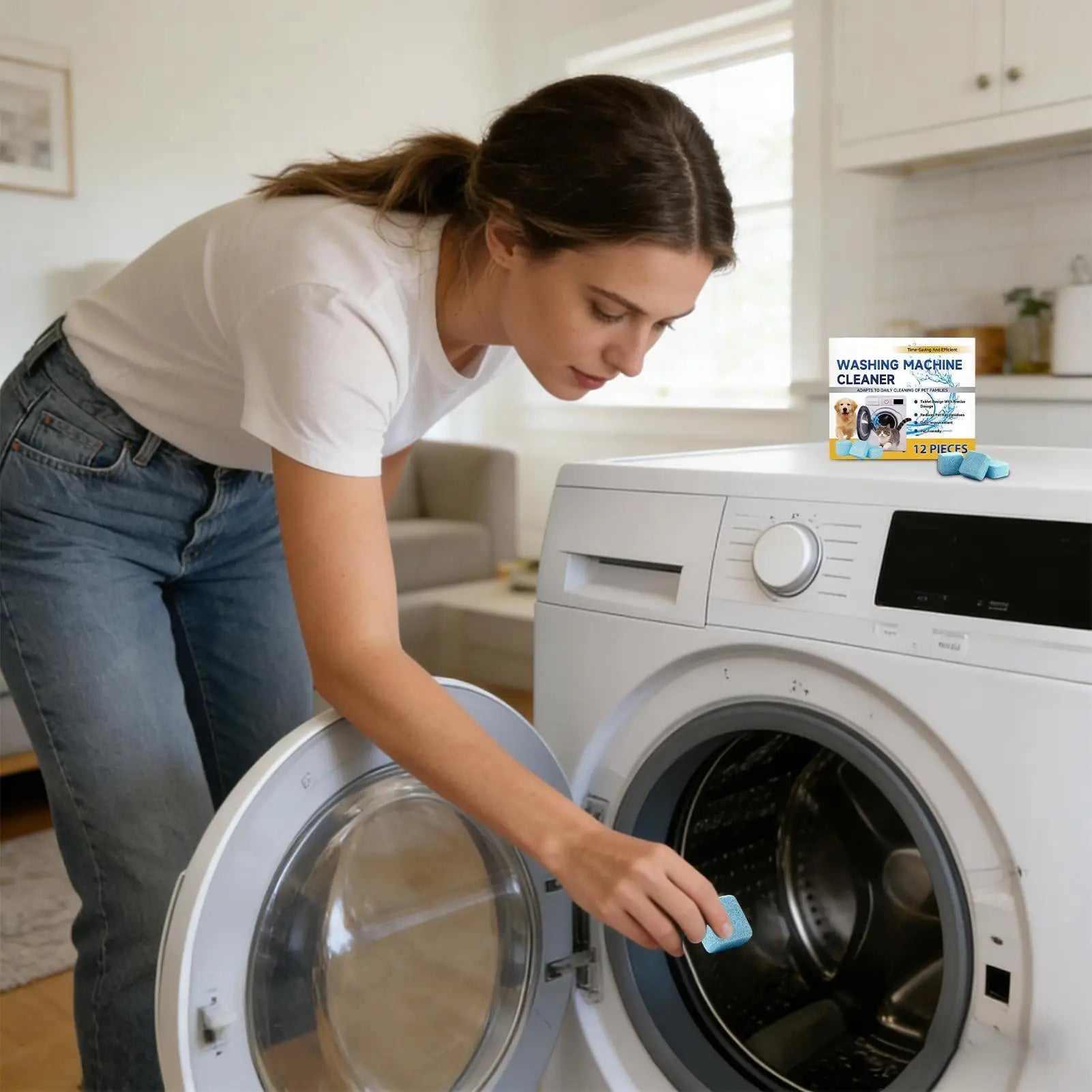 Washing Machine Cleaner Tablets 12pcs Odor & Stain Remover Deep Clean for Top/Front/HE Loaders, Removes Limescale, Grease, Grime Peaceful Pleasures Health and Wellness