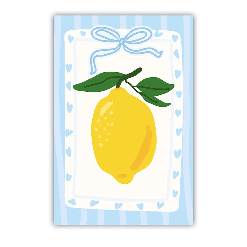 Kitchen Wall Art, Nordic funny Lemon Dessert Canvas Painting, Minimalist Poster Print for Dining Room Wall Decor Peaceful Pleasures Health and Wellness 06 15x20cm No Frame China Mainland