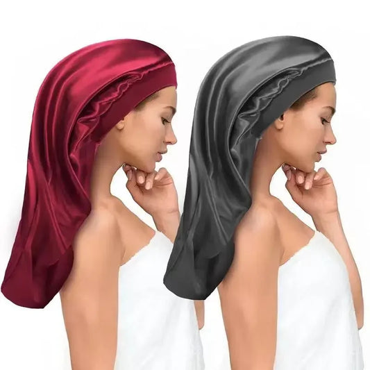 Large Satin Sleep Bonnet – Silky Night Cap with Adjustable Button Satin Sleep Bonnet Peaceful Pleasures Health and Wellness