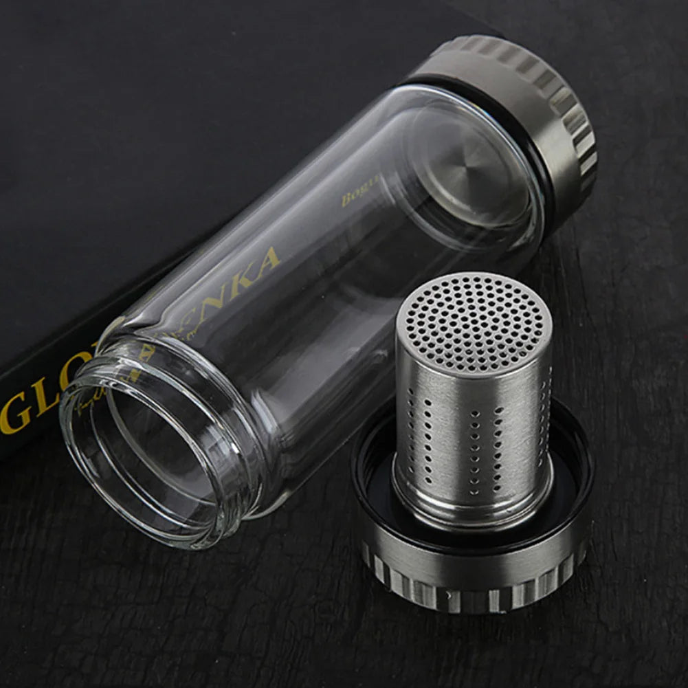 320/420ml Double Wall Glass Tea Water Bottle Have Filter Tumbler Tea-Strainer Water Bottle For Outdoor Office Tea Brewing Peaceful Pleasures Health and Wellness
