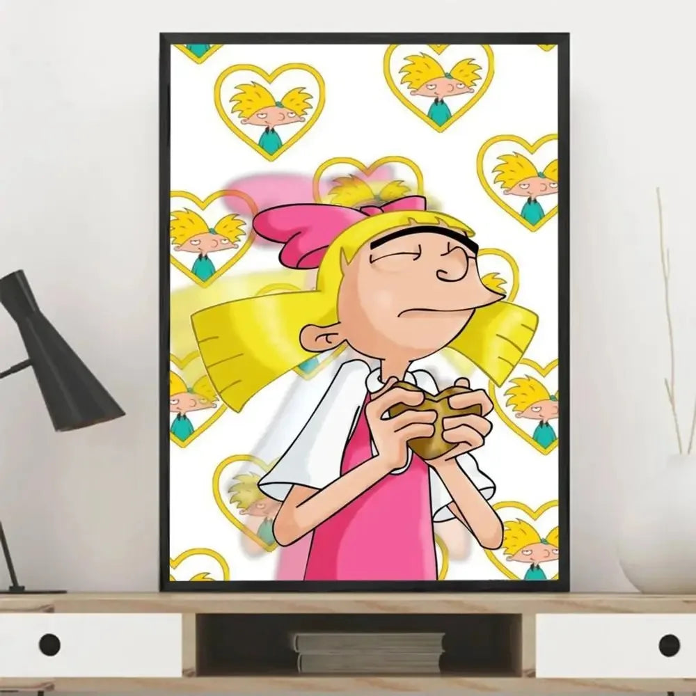 Cartoon Hey ArnoldS Poster Classic Vintage Posters HD Quality Wall Art Canvas Painting Retro Posters for Home Room Wall Decor Peaceful Pleasures Health and Wellness Burgundy 40x60cm Unframed