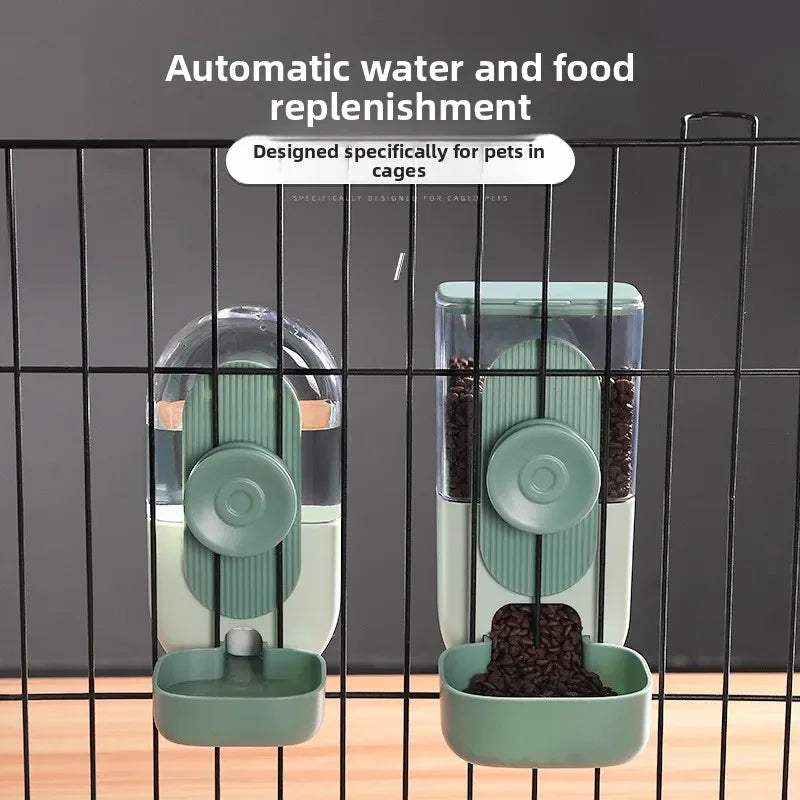 Automatic Cat Hanging Water Dispenser and Dog Feeder Cage Mounted Pet Drinking Fountain Easy Install Pet Feeding Supplies Peaceful Pleasures Health and Wellness