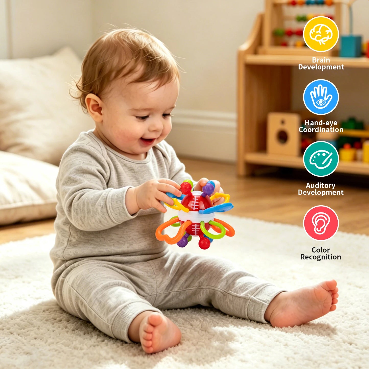 Manhattan Round Ball Baby Toys Infant 0-12months Soft Silicone Hand
