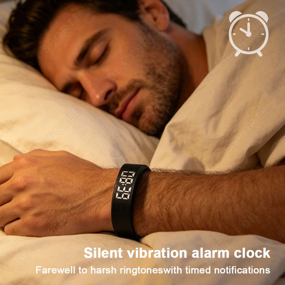 LED Digital Alarm Clock Watch Adjustable Snooze-proof Alarm Bracelet with Running Pedometer IP65 Waterproof Vibrating Alarm Hw12 Peaceful Pleasures Health and Wellness