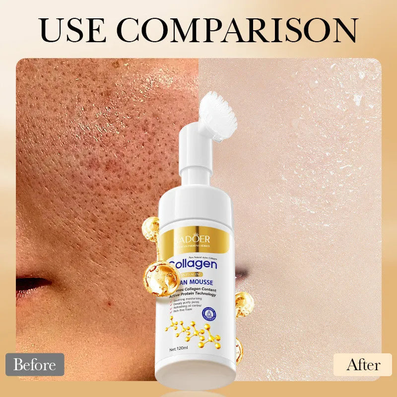 SADOER Collagen Facial Cleanser for Anti Wrinkle Deep Cleaning Mousse Nourishing Moisture Skin Care 120ml Peaceful Pleasures Health and Wellness