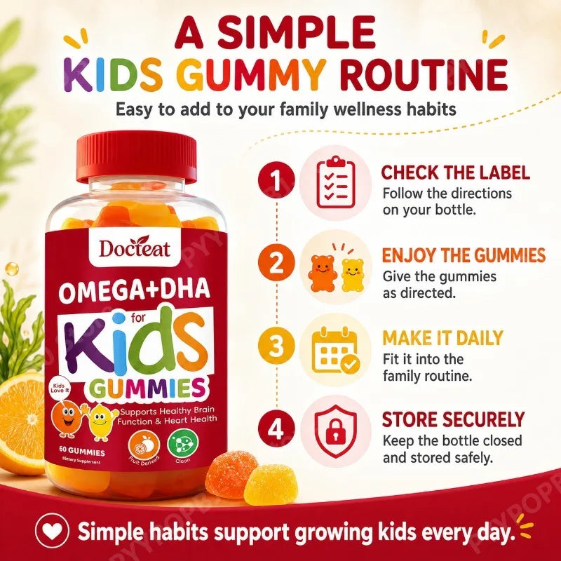 Omega+DHA Kids Gummies | Algae DHA, Chia Oil & Vitamin C | 60ct
