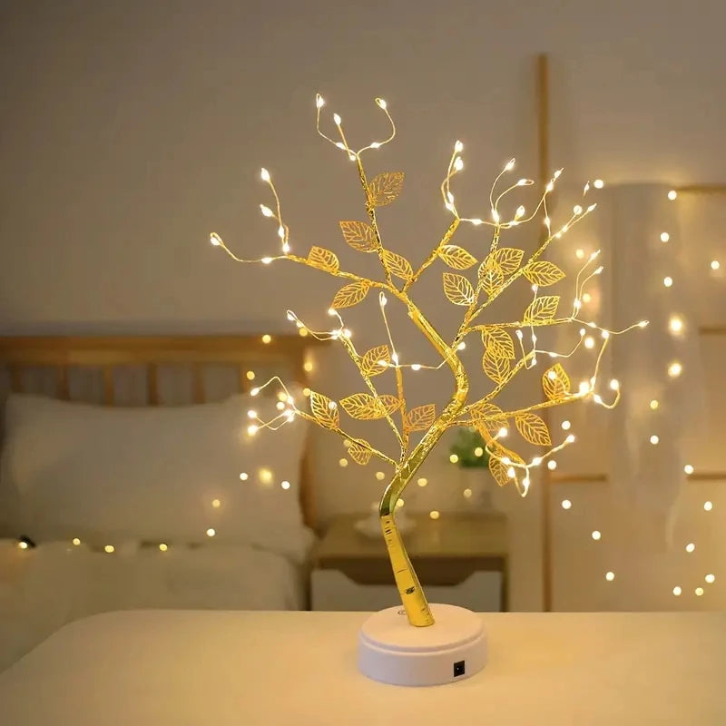 USB Copper Wire Gold Leaf Night Lamp – Eye-Safe Desk Light