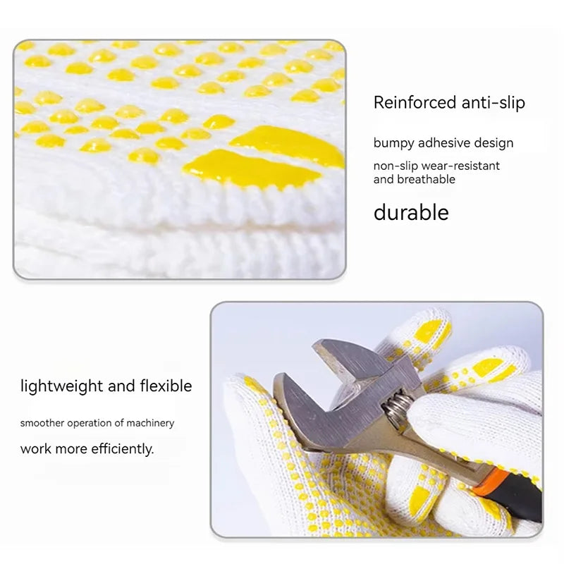 1/3/5 Pairs Work Gloves With Anti Slip Grip, PVC Dots Safety Cotton Protection ,For Painter, Mechanic Industrial Construction Peaceful Pleasures Health and Wellness