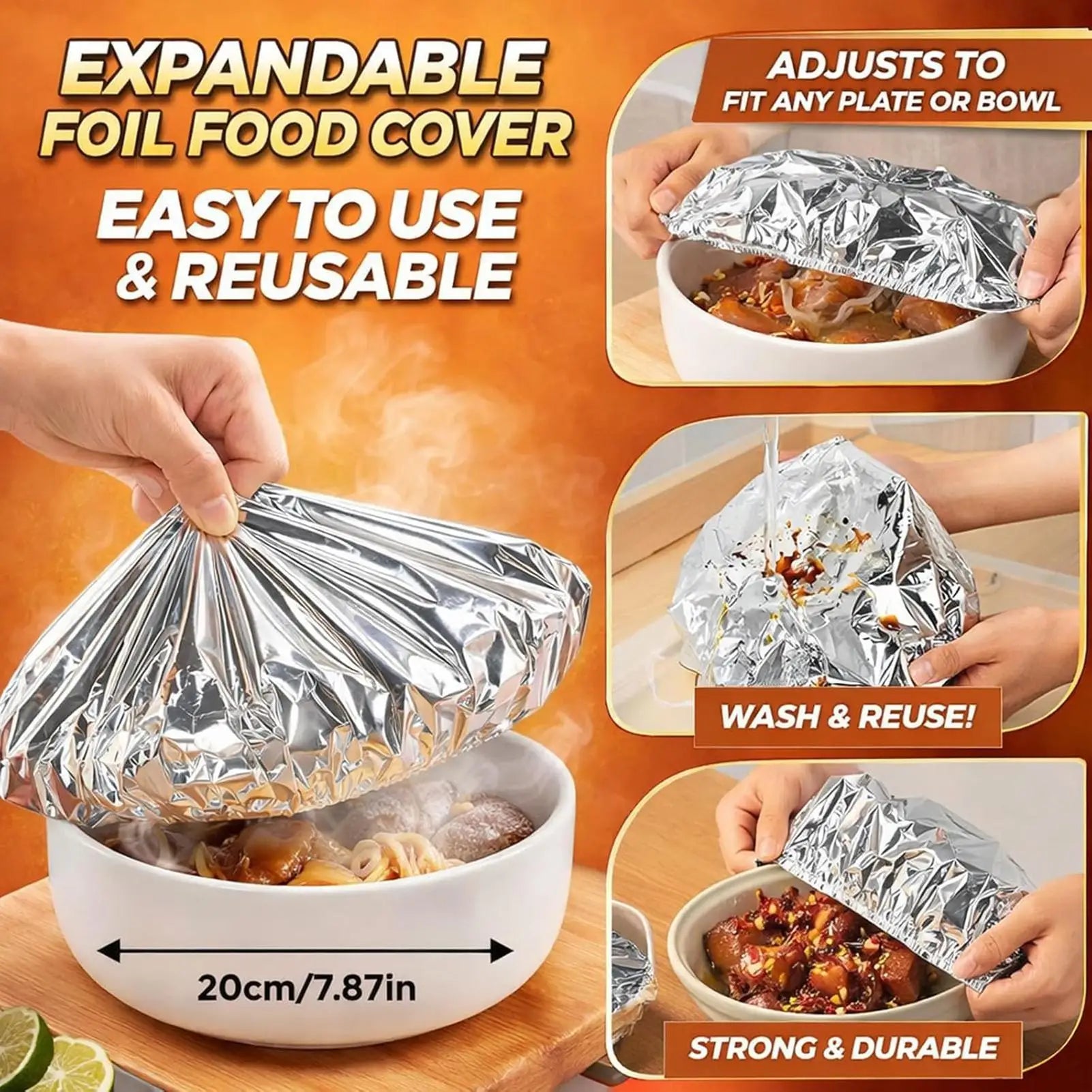 10-Pack Reusable Aluminum Foil Bowl Covers – Elastic Lids Foil Bowl Covers Peaceful Pleasures Health and Wellness