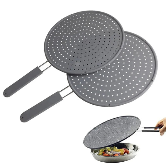Silicone Splatter Screen with Stainless Steel Handle – Heat-Resistant Oil Splash Guard for Frying Pans Peaceful Pleasures Health and Wellness