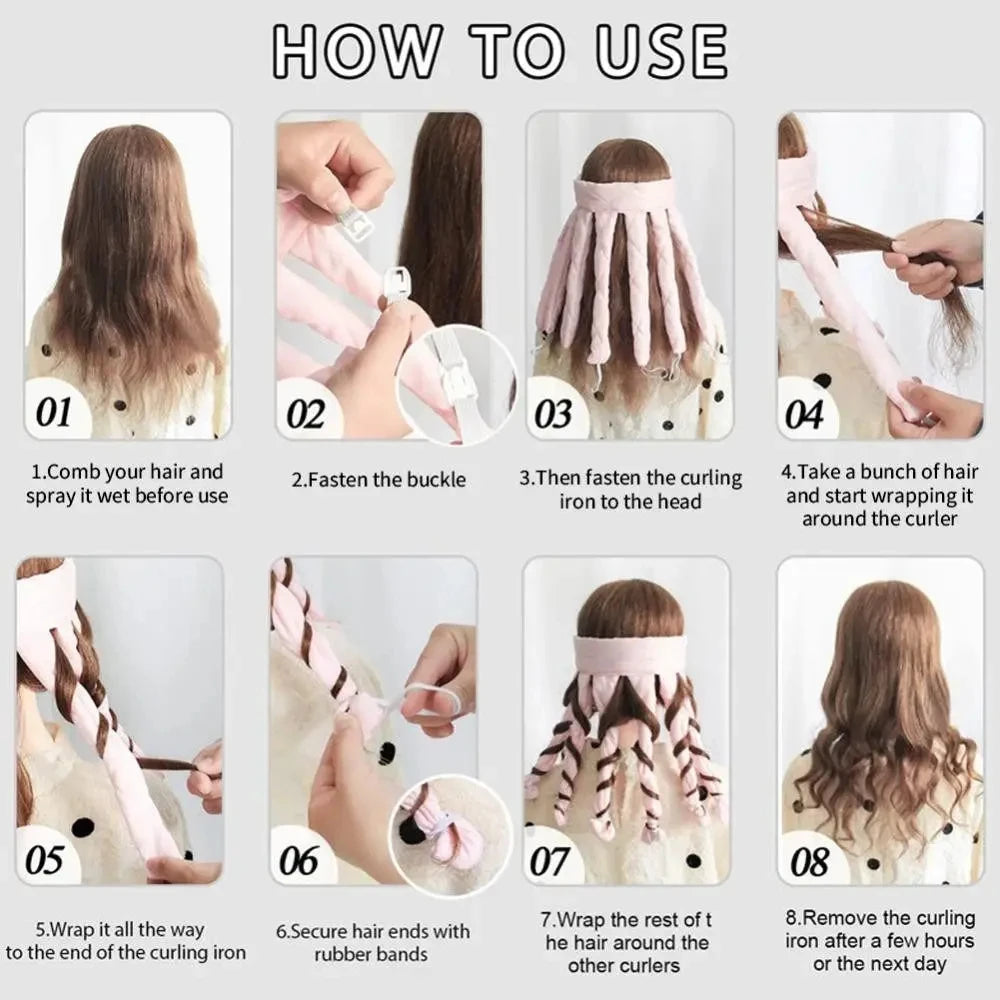 Heatless Curling Rod Headband for Lazy Hair - Silk Ribbon Soft Wave Formers for Sleeping No Heat Curls Peaceful Pleasures Health and Wellness
