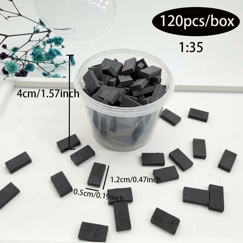 1:35 Miniature Weathered Bricks 120pcs – Gray & Orange
