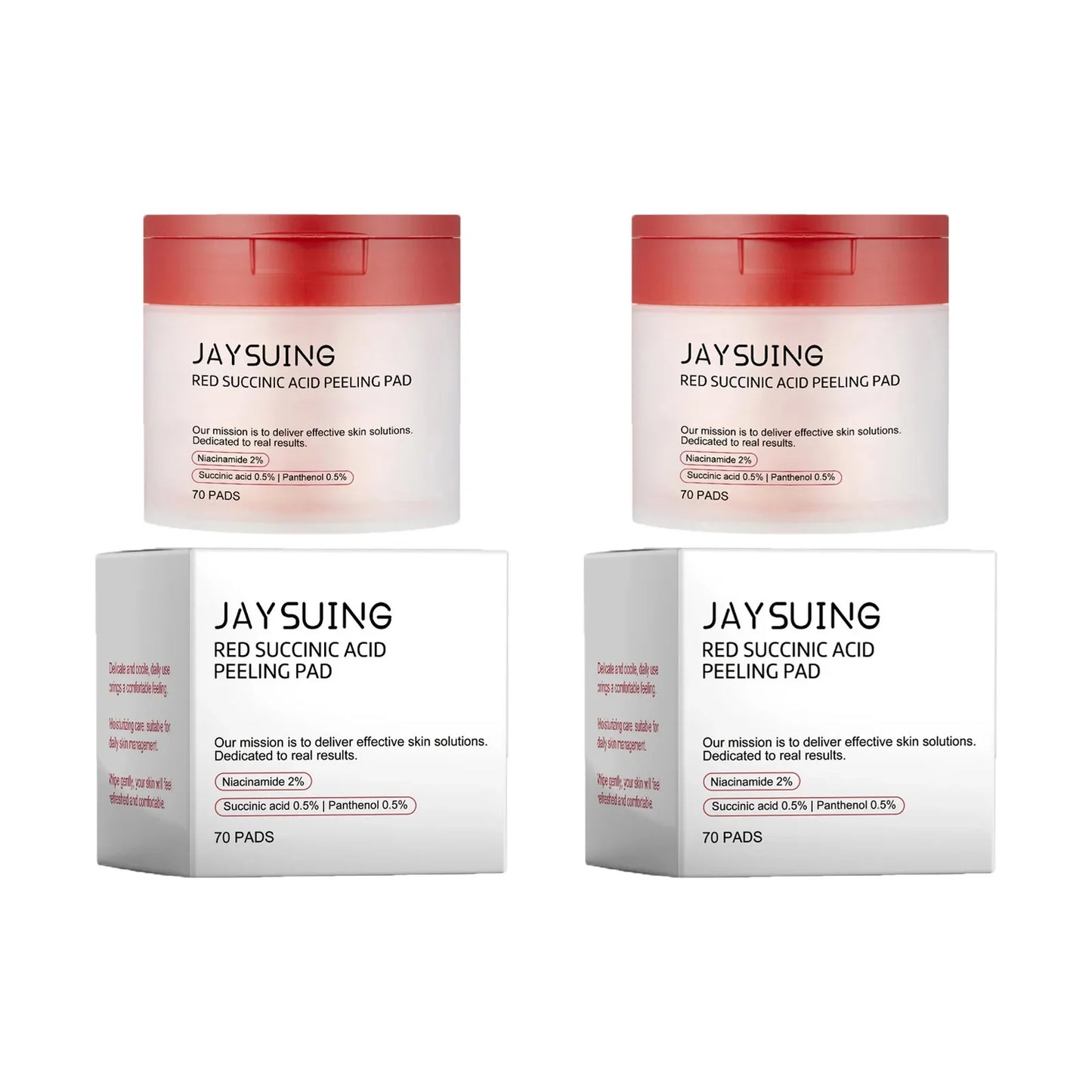Jaysuing 70pc Succinic Acid Peeling Pads AHA BHA Exfoliant