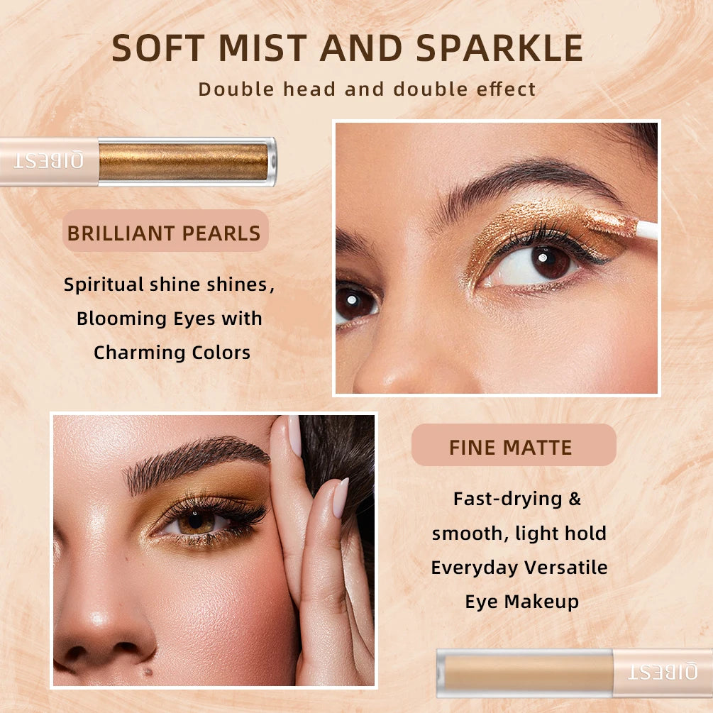 2 IN 1 Matte Liquid Eyeshadow Shimmer Diamonds Eye Shadow Set Long Lasting Waterproof Silkworm Brightening Eyes Makeup Kits Peaceful Pleasures Health and Wellness