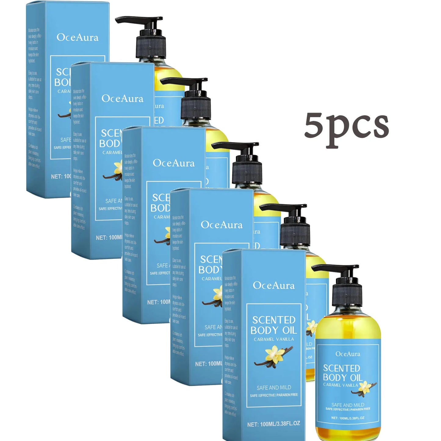 OceAura Vanilla Body Massage Oil – Moisturizing Nourishing Spa Oil