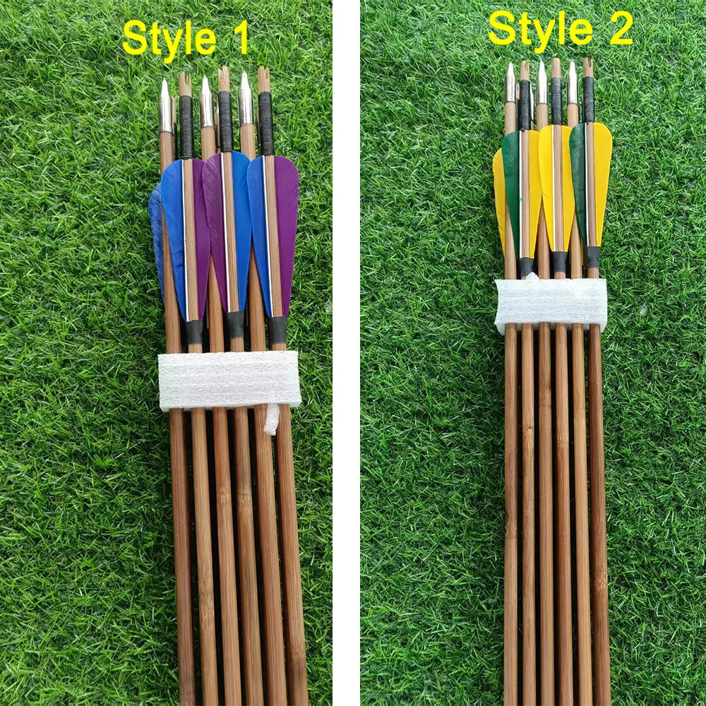 6 12 18 Traditional Bamboo Arrow 5 Turkey Feather 33 OD7 Longbow