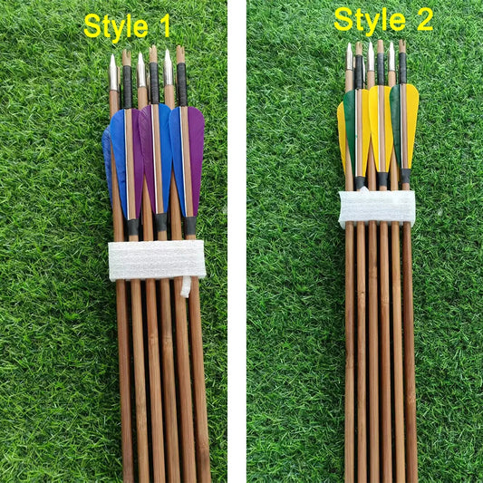 6 12 18 Traditional Bamboo Arrow 5 Turkey Feather 33 OD7 Longbow Peaceful Pleasures Health and Wellness 6pcs-red Feathers