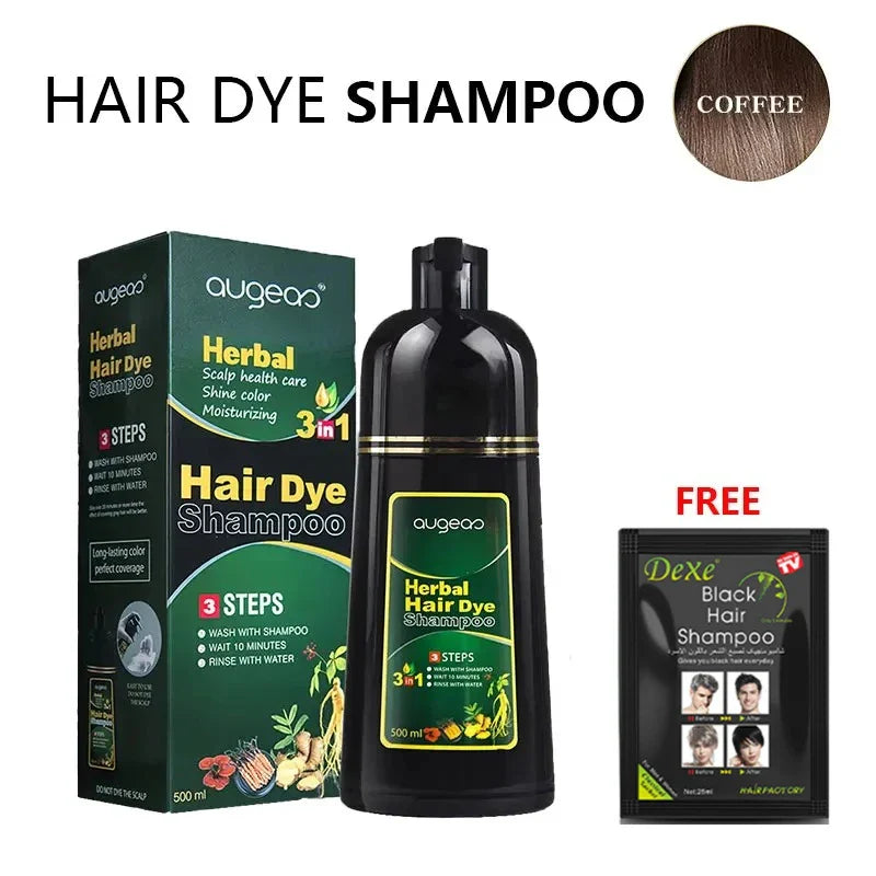 Hair Color Dye Shampoo | 6 Shades Plant Formula 500ml
