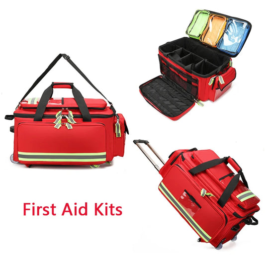 Empty Detachable Trolley Backpack Survival First Aid Kits Medical Care Trolley Emergency Rescue Doctor First Aid Bag Peaceful Pleasures Health and Wellness
