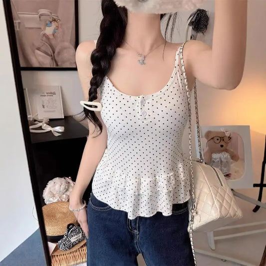 Women's Polka Dot Bandeau Cami Top | Slim Fit Summer Women's Cami Top Oasis Select