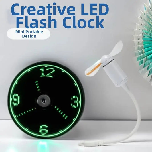 LED Flashing Text USB Mini Fan – Digital Display Desk Fan LED Novelty Fan Peaceful Pleasures Health and Wellness