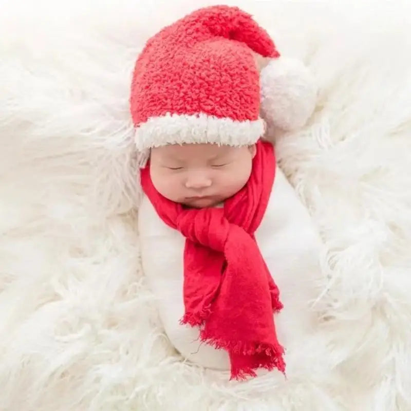 Newborn Christmas Photography Props – Hat, Scarf & Wrap Set