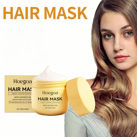 Coconut Oil Moisturizing Hair Mask Hair Smooth Soften Reduces Hair Fall Repair Damaged Dry Frizzy Hair Deep Nourishing Hair Care Peaceful Pleasures Health and Wellness 100g boxed