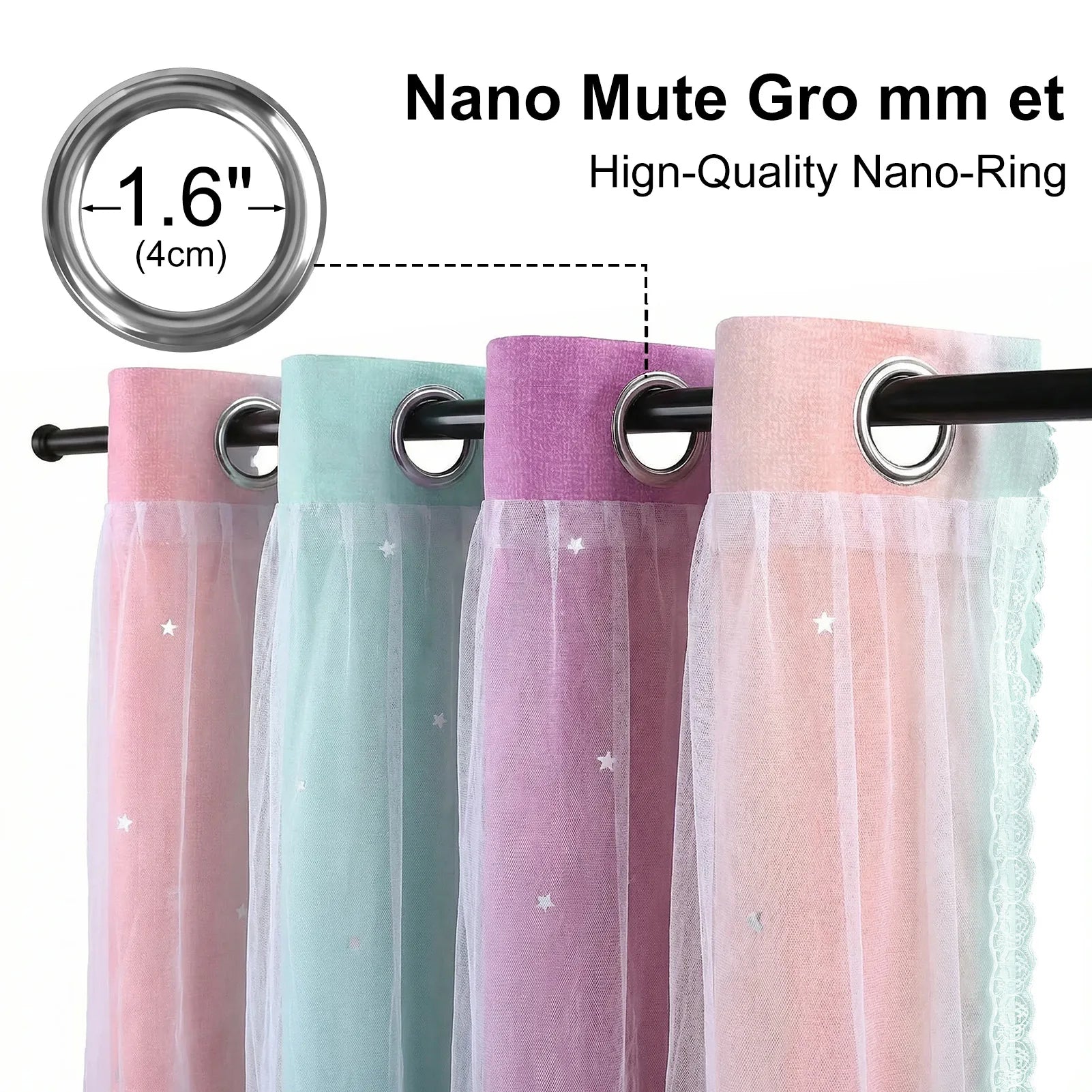 Blackout Curtains for Girls Kids Bedroom 2 Layer Thermal Insulated Rainbow Drapes 2 Panel Set Curtains with Sheer Pink/Purple Peaceful Pleasures Health and Wellness
