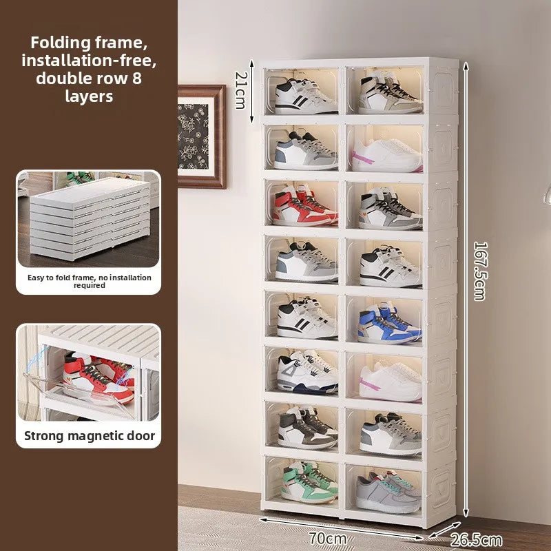 Upgraded Multi-Tier Clear Shoe Rack Heavy-Duty Unified Cabinet Large Capacity Transparent Dust-Proof Organizer for Home Entryway Peaceful Pleasures Health and Wellness Double 8 layers