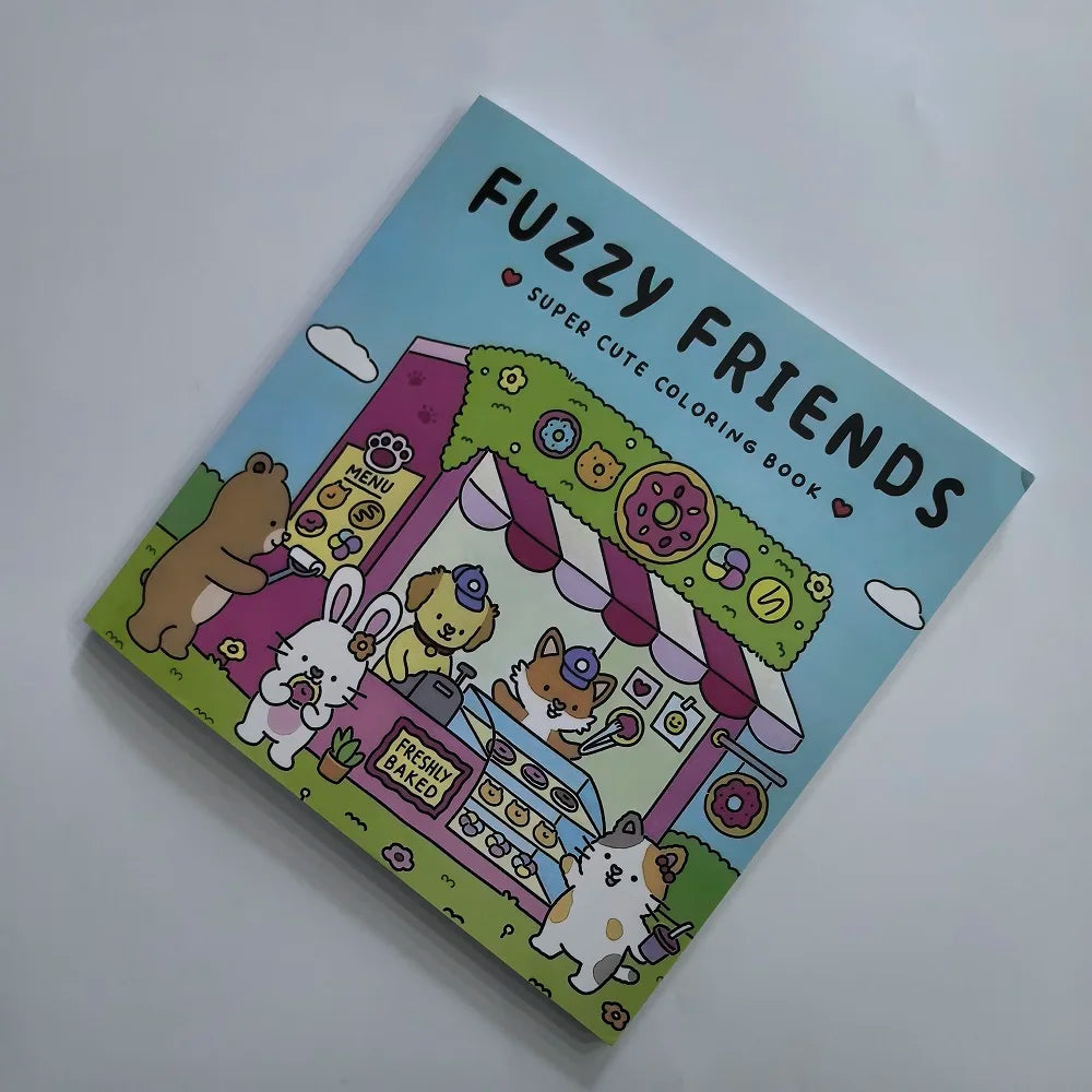 FUZZY FRIENDS Adult Coloring Book Adorable Creatures Cozy Hygge