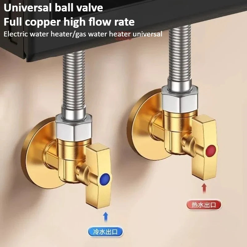 Brass G1/2" Stop Valve with Handle – Hot & Cold Water