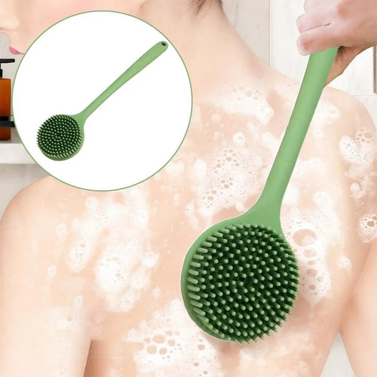 Long-Handle Silicone Bath Brush – Double-Sided Body Scrubber Silicone Bath Brush Oasis Select