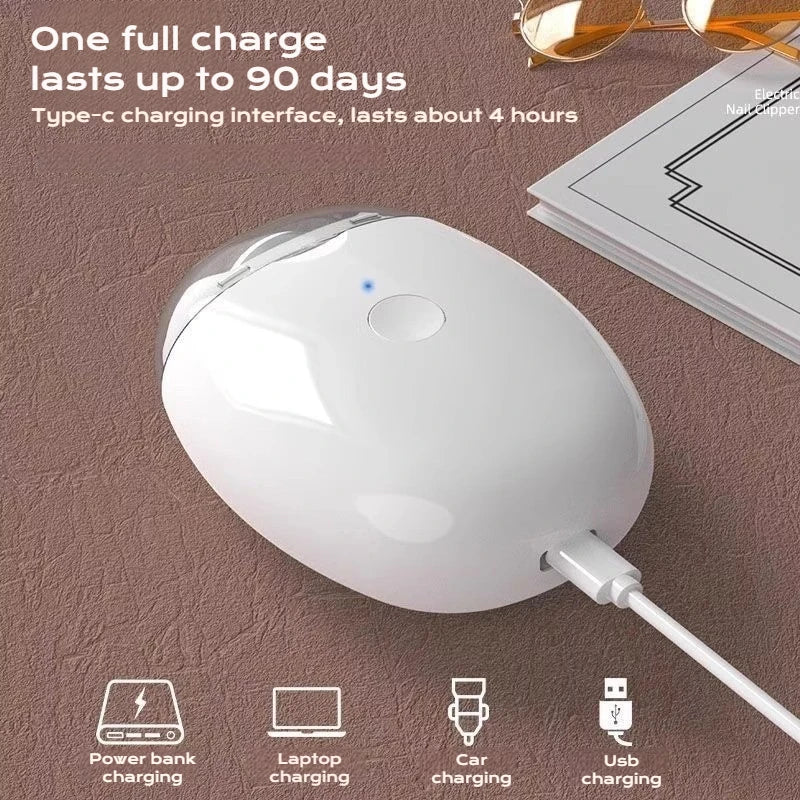 Electric Nail Grinder Pain-Free Technology Automatic Fingernail & Toenail Clipper with LED Light Grinding Head Port Peaceful Pleasures Health and Wellness
