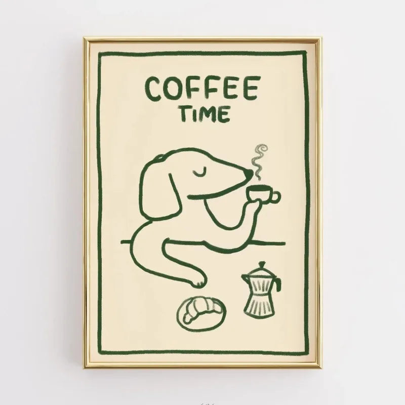 Funny Kitchen Coffee Quote Retro Canvas Wall Art Print