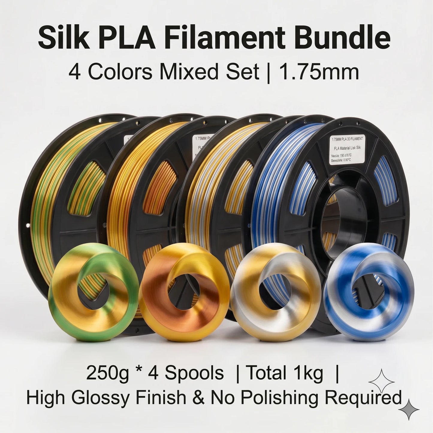 Silk PLA+ Dual Color 3D Filament 1.75mm | DINGSUN 3D Gradient