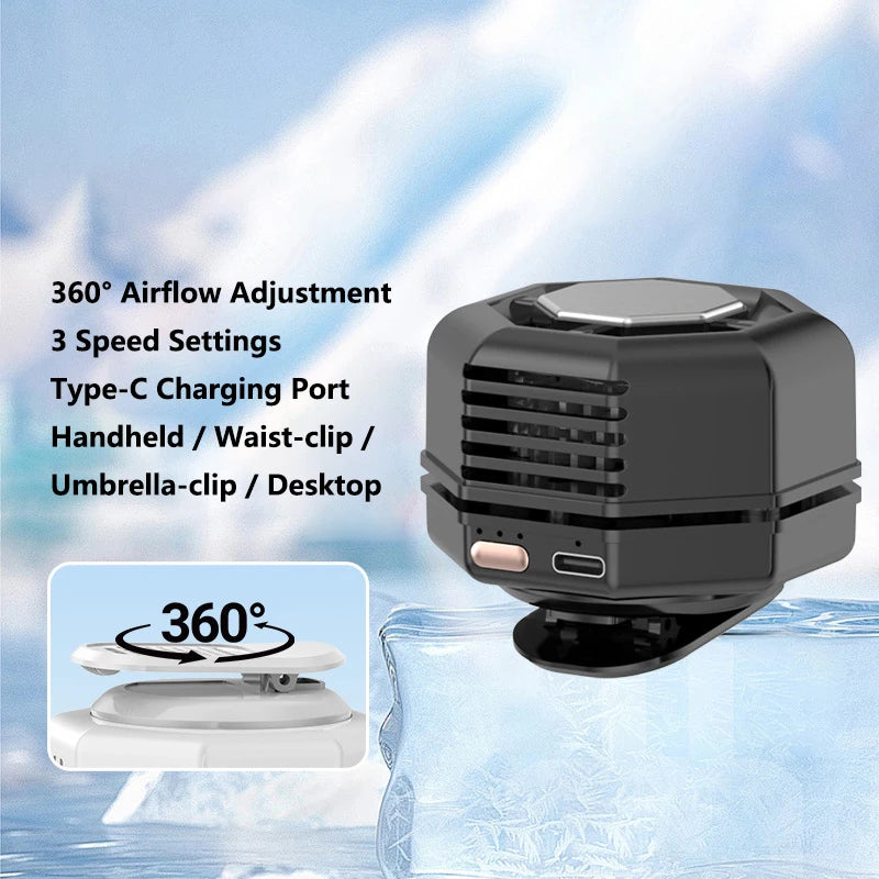 Lenovo Clip Fan Mini Portable Strong Cold Wind Desktop 60 Blade 360 ° Adjustment of Wind Multifunctional Fan For Women Men Peaceful Pleasures Health and Wellness Black-Cold Air