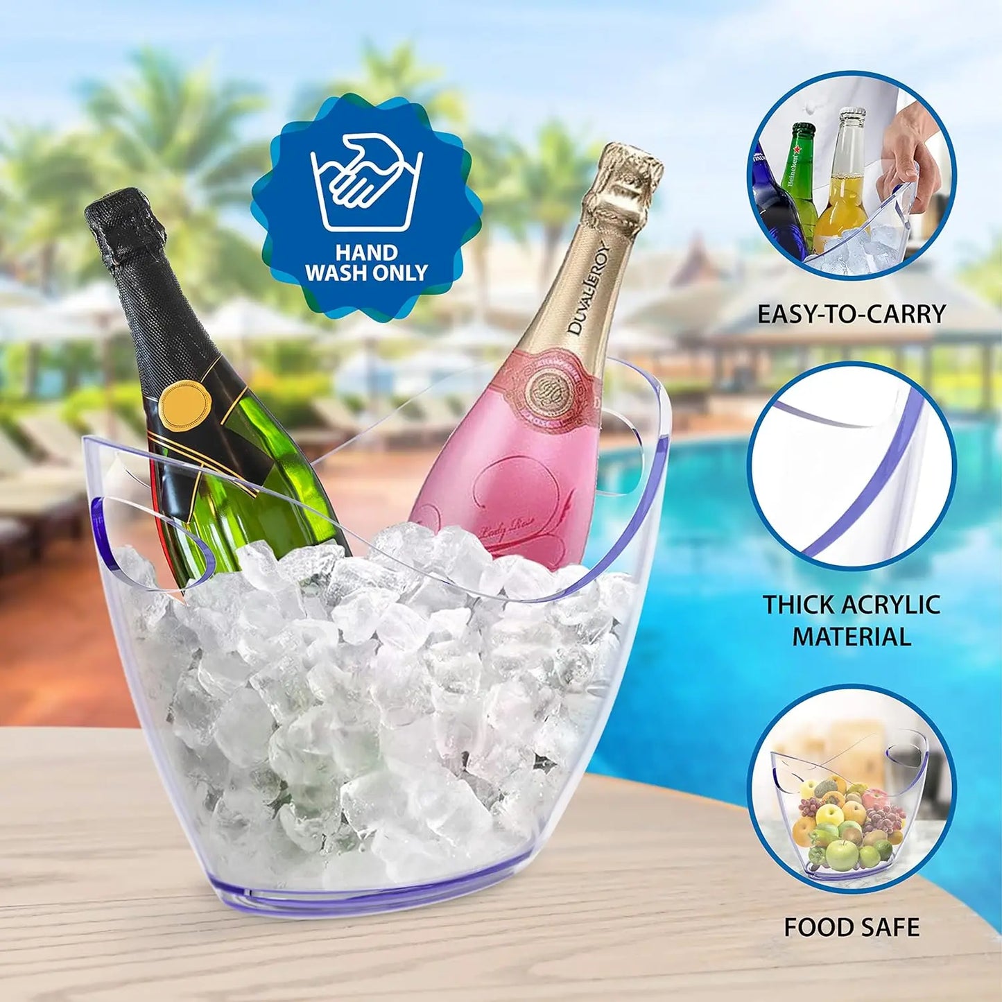 1PC Ice Buckets and 1PC Scoop for Parties Clear PC Ice Bucket 4 Liter Good for 2 Champgne or 4 Beer Bottles Free Shipping Peaceful Pleasures Health and Wellness