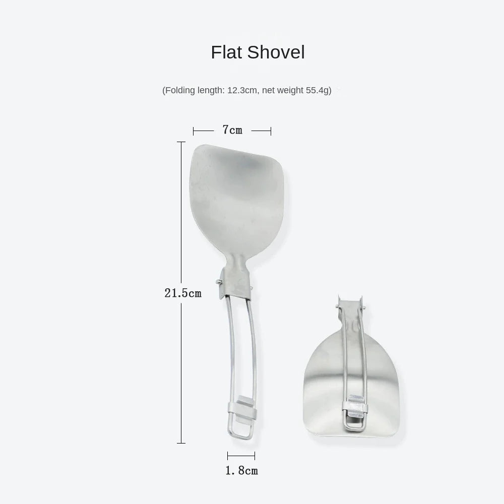 Folding Spatula Spoon Shovel Food Turner Portable 304 StainlessSteel Outdoor Camping BBQ Cooking Tableware Picnic Supplies ﻿ Peaceful Pleasures Health and Wellness Fint shovel