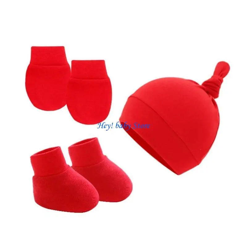 Newborn Baby Cotton Hat Mittens & Socks Set | 0-12 Months