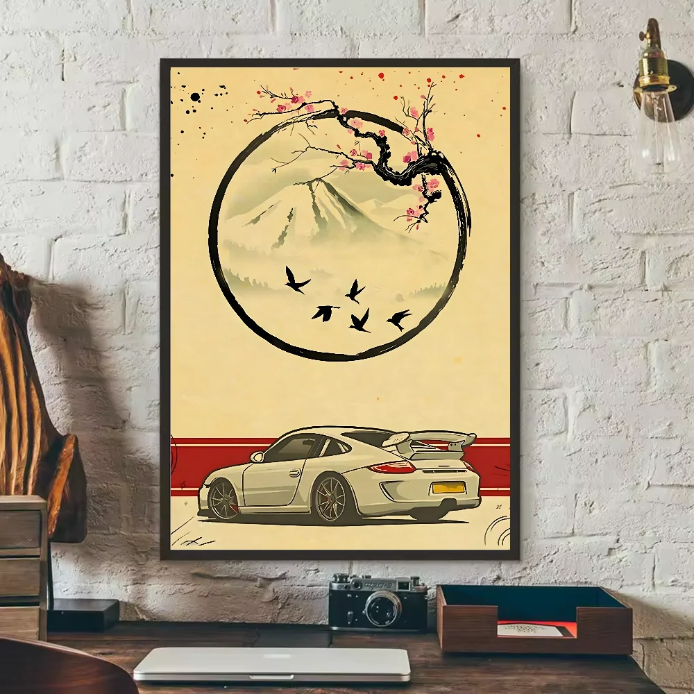Japanese Cars Samurai Poster | HD Waterproof PVC Wall Art Wall Art Poster Peaceful Pleasures Health and Wellness z12 40X50cmNoframe