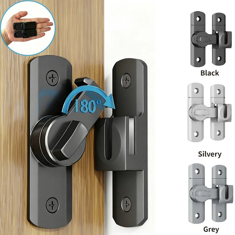 90/180 Degree Flip Door Lock Home Security Sliding Door Latch Small Gate Latches Hardware Anti-theft Lock Zinc Alloy Door Bolts Peaceful Pleasures Health and Wellness